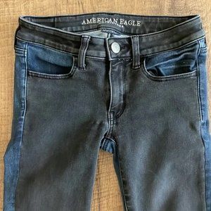 High waist American Eagle Super Stretch X4 two toned jegging  regular black Blue